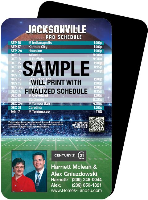 Magnetic Business Card Real Estate Football Schedules  |Realtor Tools